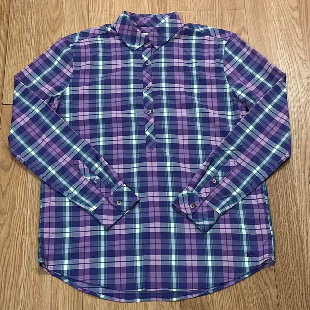 Southern Tide Women’s XS Intercoastal Blouse Purple Plaid Preppy Classic